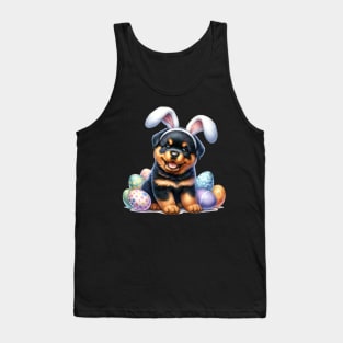 Puppy Rottweiler Bunny Ears Easter Eggs Happy Easter Day Tank Top